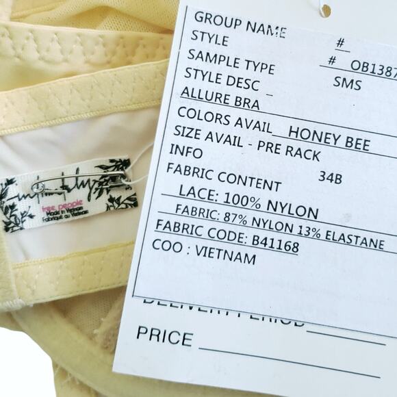 FREE PEOPLE Allure underwire lace classic bra in honey bee Size 34B NEW - Picture 5 of 6